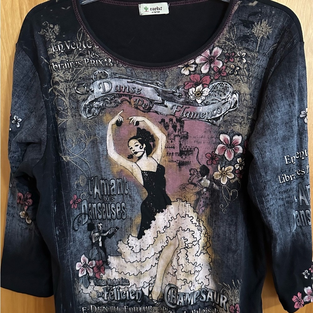 Cactus Black Flamenco Dance Graphic Top